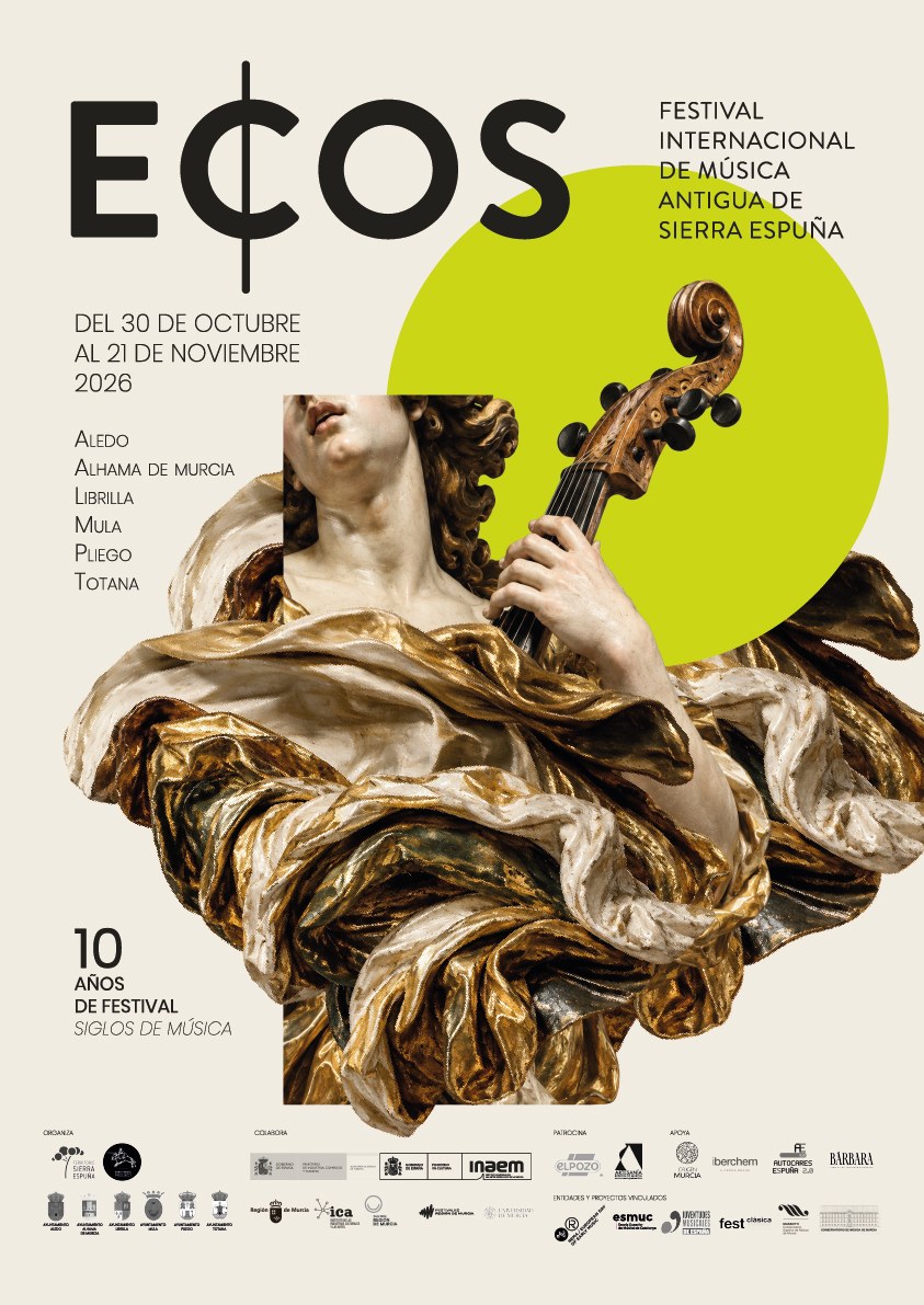 Cartel de ECOS 2026, X Festival Internacional de Música Antigua de Sierra Espuña: 10 años, siglos de música